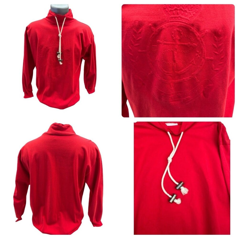 Vintage Peter Popovitch Nautical Red Embossed Fashion Tee Women's Size S/M